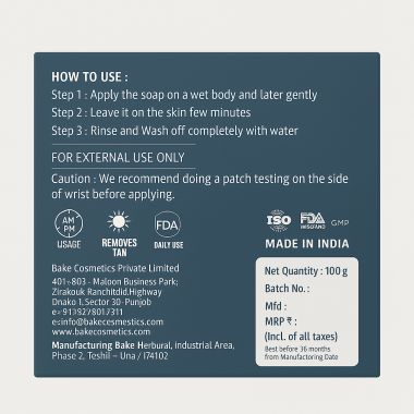 Bake Cosmetics: 2% Kojic Acid Soap with Alpha Arbutin, Lactic Acid & Niacinamide For Pigmentation, Dark Spots, Tan Removal, Brightens Underarms-Pack of 1(100g x 1)