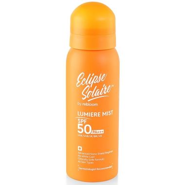 Eclipse Solaire: Lumiere Mist Sunscreen Spray SPF 50 PA+++ UVA/ UVB/ IR / BR / VR /No White Cast /All Skin Types 100ml
