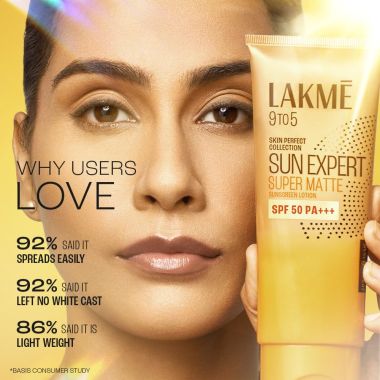 Lakme: Matte Sunscreen SPF 50 PA+++, Niacinamide|UVA/B Protection, 100ml