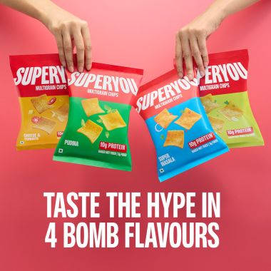 SuperYou: Multigrain Protein Chips - Assorted(Pack of 10) | 10g Protein, 3g Fiber, No Added Sugar, No Palm Oil, Baked