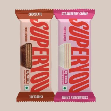 SuperYou: Strawberry and Chocolate Protein Wafer Bar Combo|10g Protein, 3g Fiber, No Added Sugar 40g each