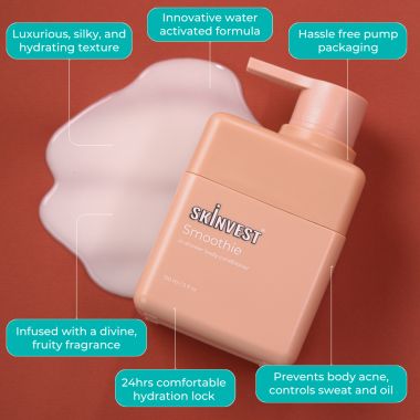 Skinvest: Smoothie In-shower body conditioner - for 24hrs non-sticky Hydration - 150ml | with Shea butter, Salicylic Acid | Reduces Body Acne, Improves Skin Texture, Dryness & Flakiness, Suitable For All Skin Types | For Men & Women | Dermatologist Tested