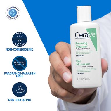 CeraVe: Foaming Cleanser Face Wash For Oily Skin With Hyaluronic Acid, Ceramides & Niacinamide 88ml