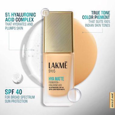 Lakme: 9to5 Hya Matte Foundation + Hyaluronic Acid Warm Light