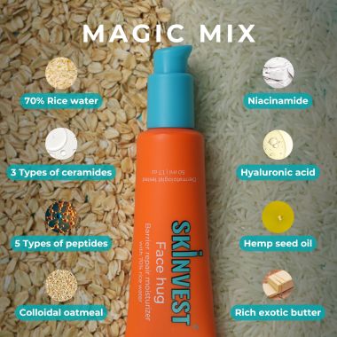 Skinvest: Face Hug Face Moisturiser | For All Skin type | Barrier Repair Moisturizer with 70% Rice water