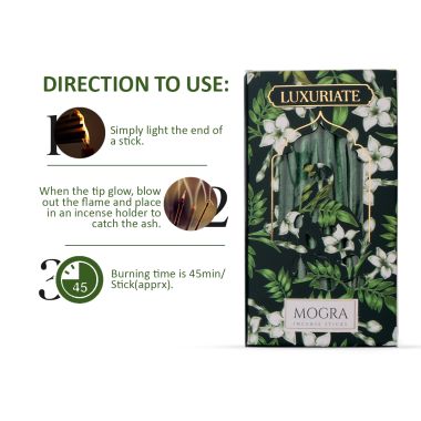Luxuriate: Mogra Fragrant Natural Bambooless Incese  Pack of 20 sticks (50gm)