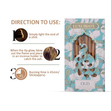 Luxuriate: Oudh Fragrant Natural Bambooless Incese Pack of 20 sticks (50gm)