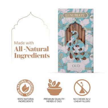 Luxuriate: Oudh Fragrant Natural Bambooless Incese Pack of 20 sticks (50gm)