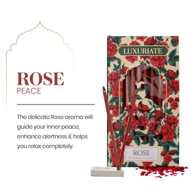 Luxuriate: Rose Fragrant Natural Bambooless Incese Pack of 20 sticks (50gm)