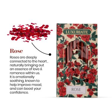 Luxuriate: Rose Fragrant Natural Bambooless Incese Pack of 20 sticks (50gm)
