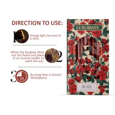 Luxuriate: Rose Fragrant Natural Bambooless Incese Pack of 20 sticks (50gm)