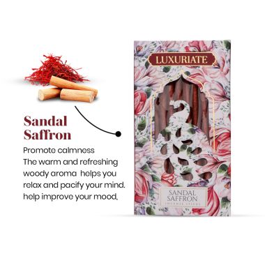 Luxuriate: Sandal Saffron Fragrant Natural Bambooless Incese Pack of 20 Sticks 50 gm