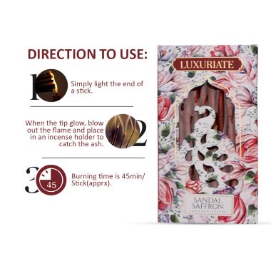 Luxuriate: Sandal Saffron Fragrant Natural Bambooless Incese Pack of 20 Sticks 50 gm