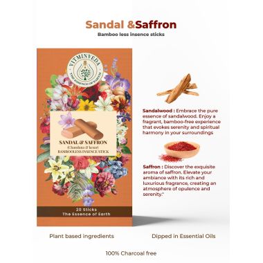 VITMINVEDA: Sandle Saffron Bambooless Incense Stick Agarbatti 100gm