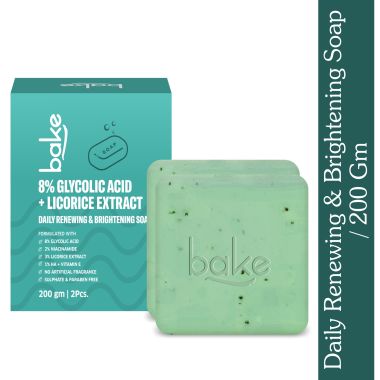 Bake Cosmetics: BAKE 8% Glycolic Acid Scrub Treatment Soap with Niacinamide -Pack of 2(100g x 2)