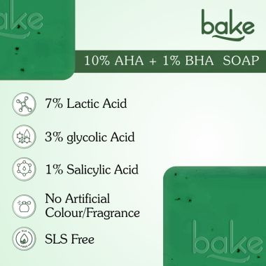 Bake Cosmetics: BAKE 10% AHA + 1% BHA Scrub Treatment Soap -Pack of 2(100g x 2)