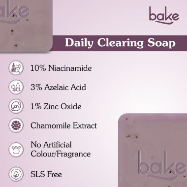 Bake Cosmetics: BAKE 10% Niacinamide + 3% Azelaic Acid Scrub Treatment Soap  -Pack of 2(100g x 2)