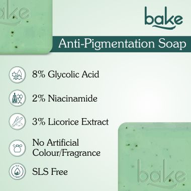 Bake Cosmetics: BAKE 8% Glycolic Acid Scrub Treatment Soap with Niacinamide -Pack of 2(100g x 2)