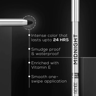 Renee Cosmetics: Midnight Kohl Kajal Pencil -1.5 Gm, Matte Finish