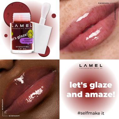 Lamel: Hydrating Lip Oil LET'S GLAZE 404 Chocolate cookies