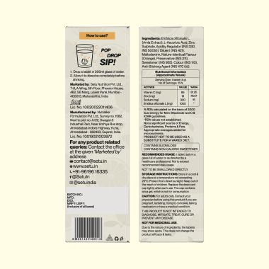 SETU: Vitamin C Fizz Effervescent Tablets - (15 Tablets, Orange) Pack of1