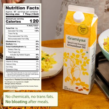 Gramiyaa: Gramiyaa Cold Pressed Groundnut Oil 1 Litre