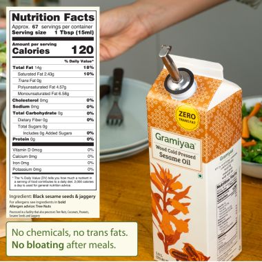 Gramiyaa: Gramiyaa Cold Pressed Sesame Oil 1 Litre