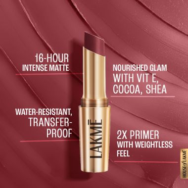 Lakme: 9 to 5 Powerplay Priming Matte Lipstick Rosy Sunday