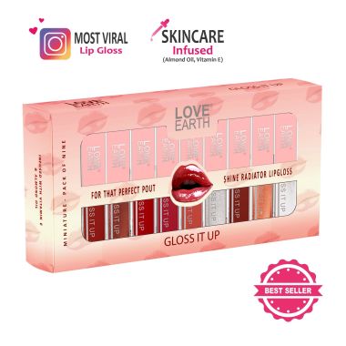 Lip Gloss Pack of 9 Multi Colors - 2 ml each