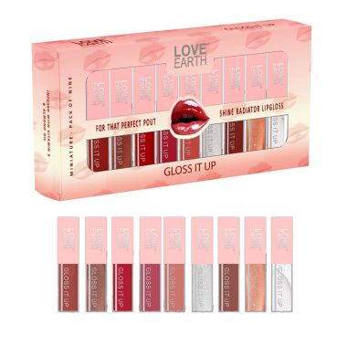 Love Earth: Lip Gloss Pack of 9 Multi Colors - 2 ml each