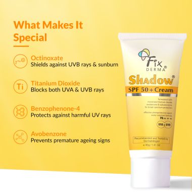 Fixderma: Shadow Sunscreen SPF 50+ Cream PA+++ Dry Skin  - 40gm