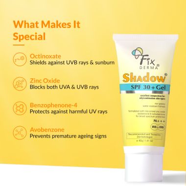 Fixderma: Shadow Sunscreen SPF 30+ Pa+++ Gel  - 40gm