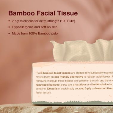 Amwoodo: Bamboo Facial Tissue | Soft & Highly Absorbent | 2-Ply | 100 Pulls Per Pack | Pack of 3