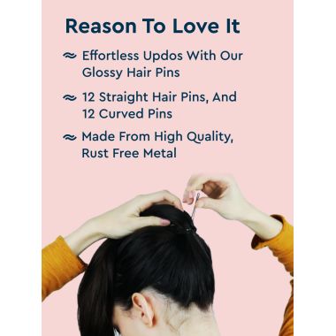 GUBB: Hair Pin 4.5Cm 24 Pcs (12 Pcs Straight & 12 Curved)