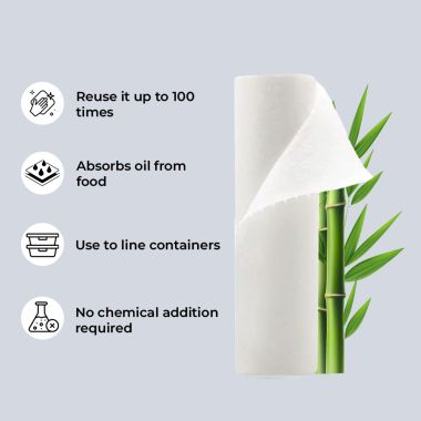 Amwoodo: Bamboo Kitchen Towel Roll | Reusable Paper Napkins | 4 Ply | 20 Sheets Per Roll | Pack of 4