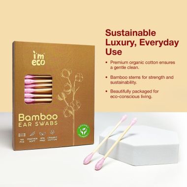 Amwoodo: Bamboo Ear Swabs | 100 Soft Double-Tip Cotton Buds |Pack of 15