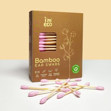 Amwoodo: Bamboo Ear Swabs | 100 Soft Double-Tip Cotton Buds |Pack of 15