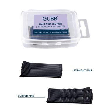 GUBB: Hair Pin 4.5Cm 24 Pcs (12 Pcs Straight & 12 Curved)