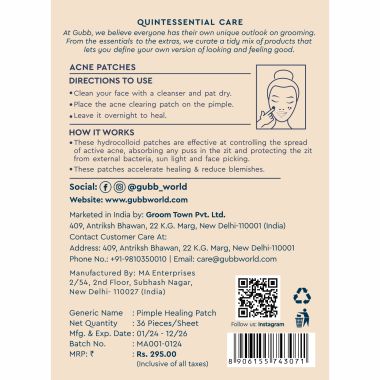 GUBB: Acne Pimple Patches 36 Dots/Sheet