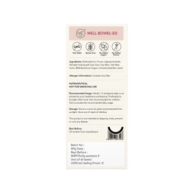 Happy Cultures: Well Bowel-ed Advanced Unique Blend of 5 Digestive Fiber & Probiotics - 15 Sachets