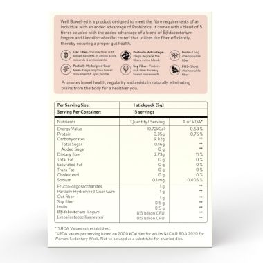 Happy Cultures: Well Bowel-ed Advanced Unique Blend of 5 Digestive Fiber & Probiotics - 15 Sachets