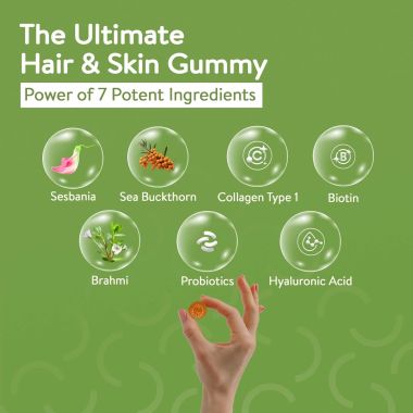Happy Cultures: Grow and Glow | Hair Fall Control & Glowing Skin | 30 gummies