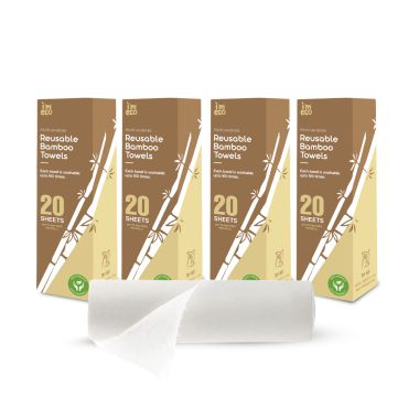 Bamboo Kitchen Towel Roll | Reusable Paper Napkins | 4 Ply | 20 Sheets Per...