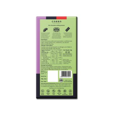 Carra: Cashews & Cranberries in 55% Dark Chocolate 50gm each