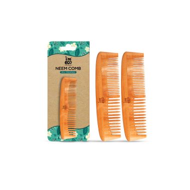 Dual Tooth Neem Wood Comb | Neem Comb | Unisex | Pack of 2