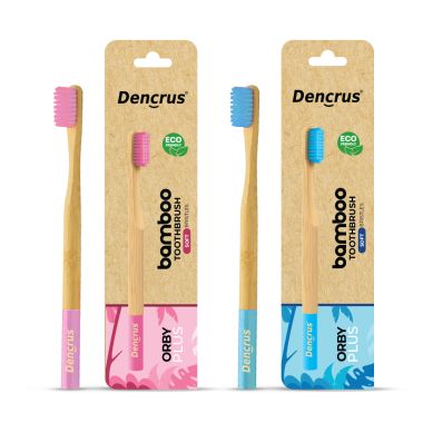 Orby Plus Bamboo Toothbrush For Adults | 100% Natural Soft Bristles | Blue &...