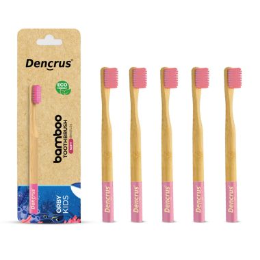 Orby Kids Bamboo Toothbrush For Kids | 100% Natural Soft Bristles | Pink |...
