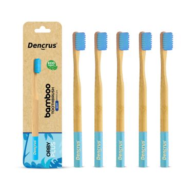 Orby Plus Bamboo Toothbrush For Adults | 100% Natural Soft Bristles | Blue |...