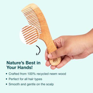 Amwoodo: Wide Tooth Neem Wood Comb | Neem Comb  | Unisex | Pack of 1