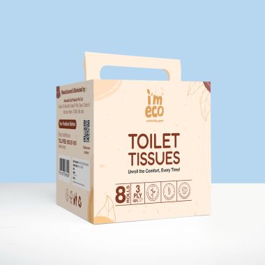 Amwoodo: Bamboo Toilet Tissue Rolls | Unbleached | 3 Ply | 8 Rolls Set | 220 Pulls Per Roll | Pack of 3